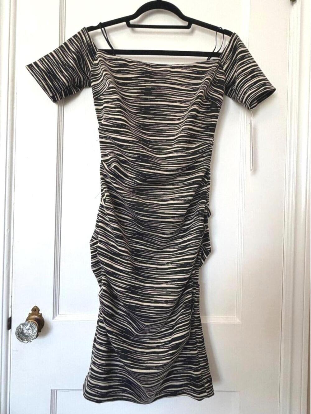 Nicole Miller Studio Ruched Off-Shoulder Stretch Dress NWT